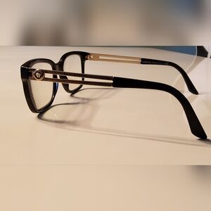 Versace Women's/Men's Glasses with Black Frame and Gold Detailing